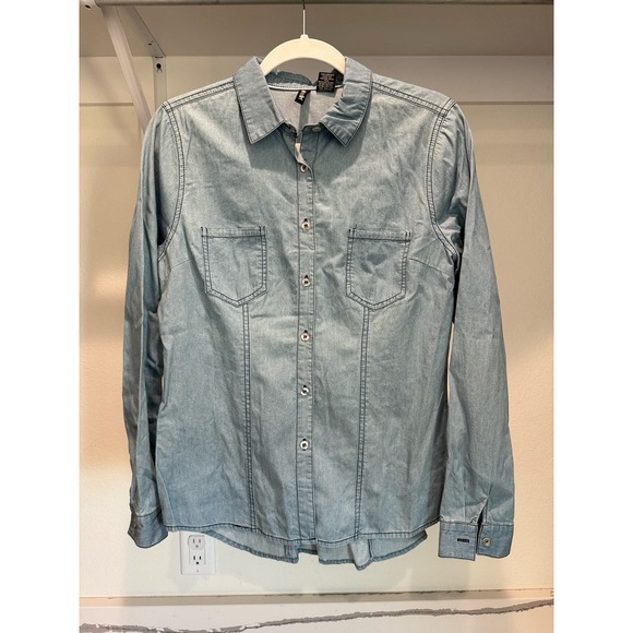 Ultra-Firm Women's Denim Button-Up‎ Shirt Long-Sleeve Size Large - Picture 1 of 7